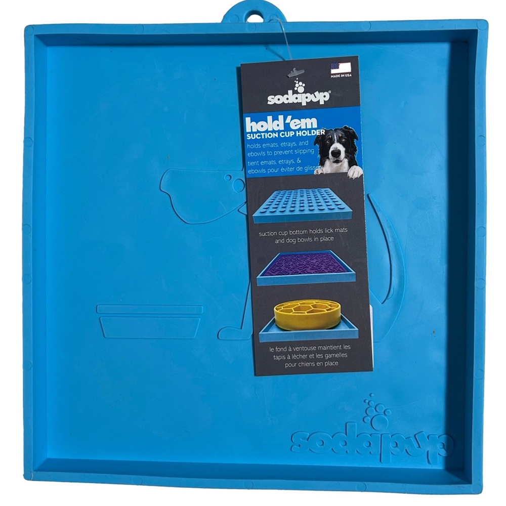 SodaPup Hold’em Suction Cup Holder Blue Non-Slip Base for Lick Mats Slow Feeders